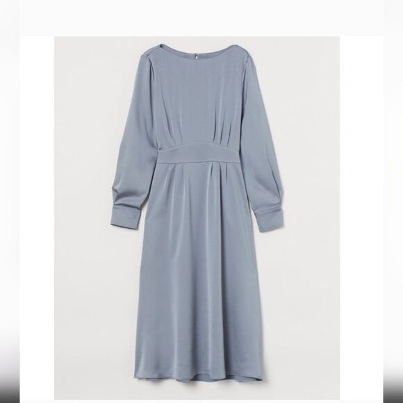 Giuliva Heritage XH&M dusky Blue Satin Crepe Long Sleeves Dress S - Picture 14 of 14